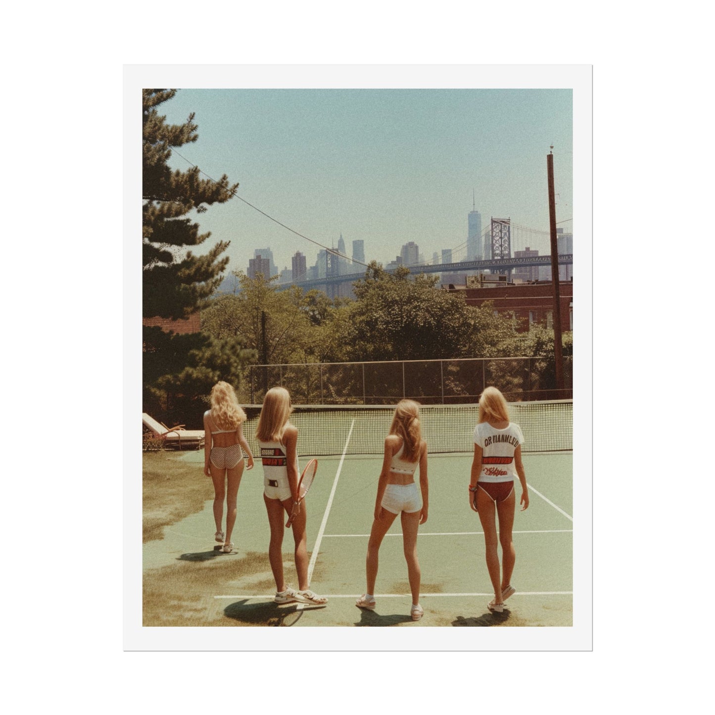 New York Tennis Court Girls Filmic Photo Print