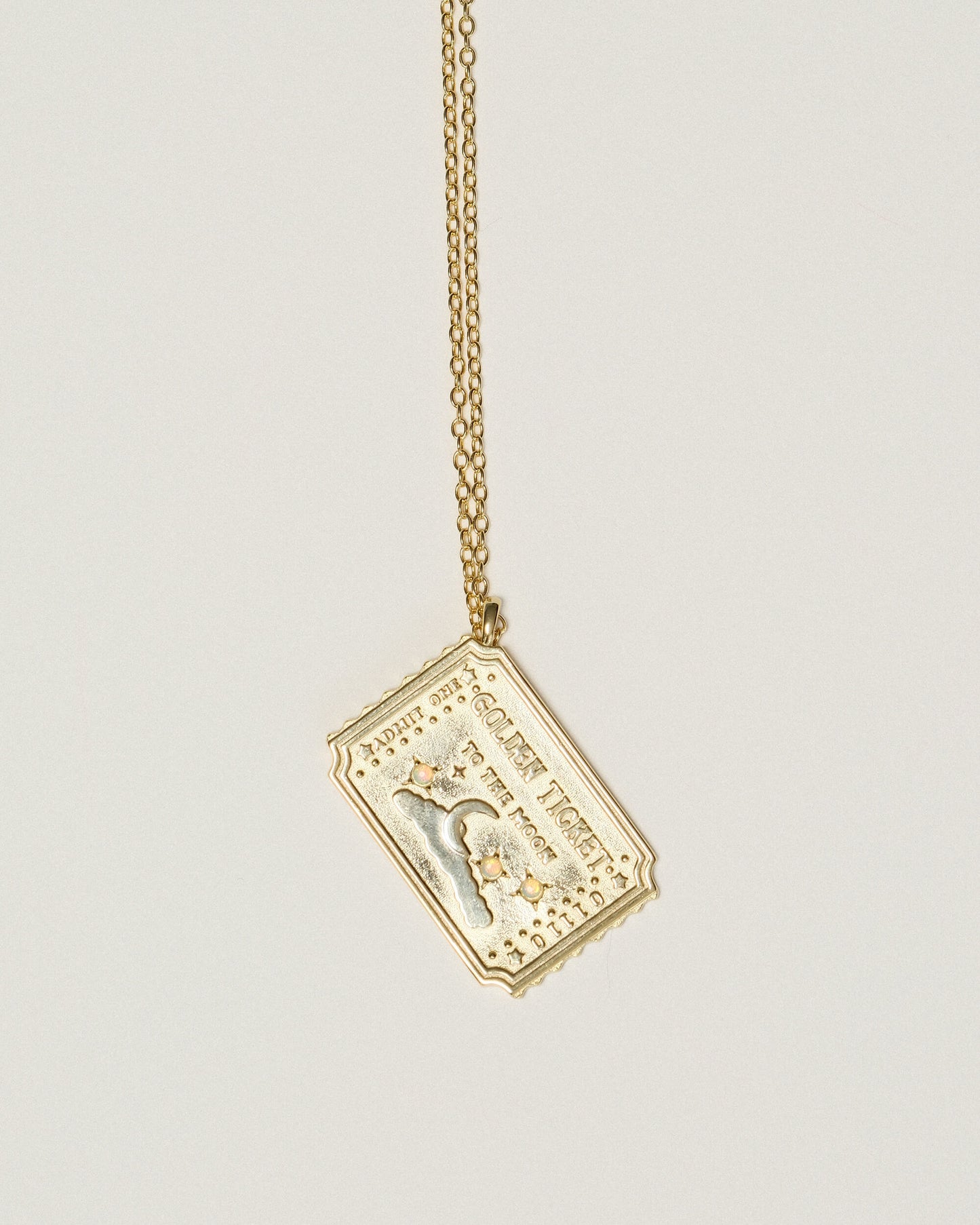 Golden Ticket Opal Moon Pendant Necklace | 18k Gold