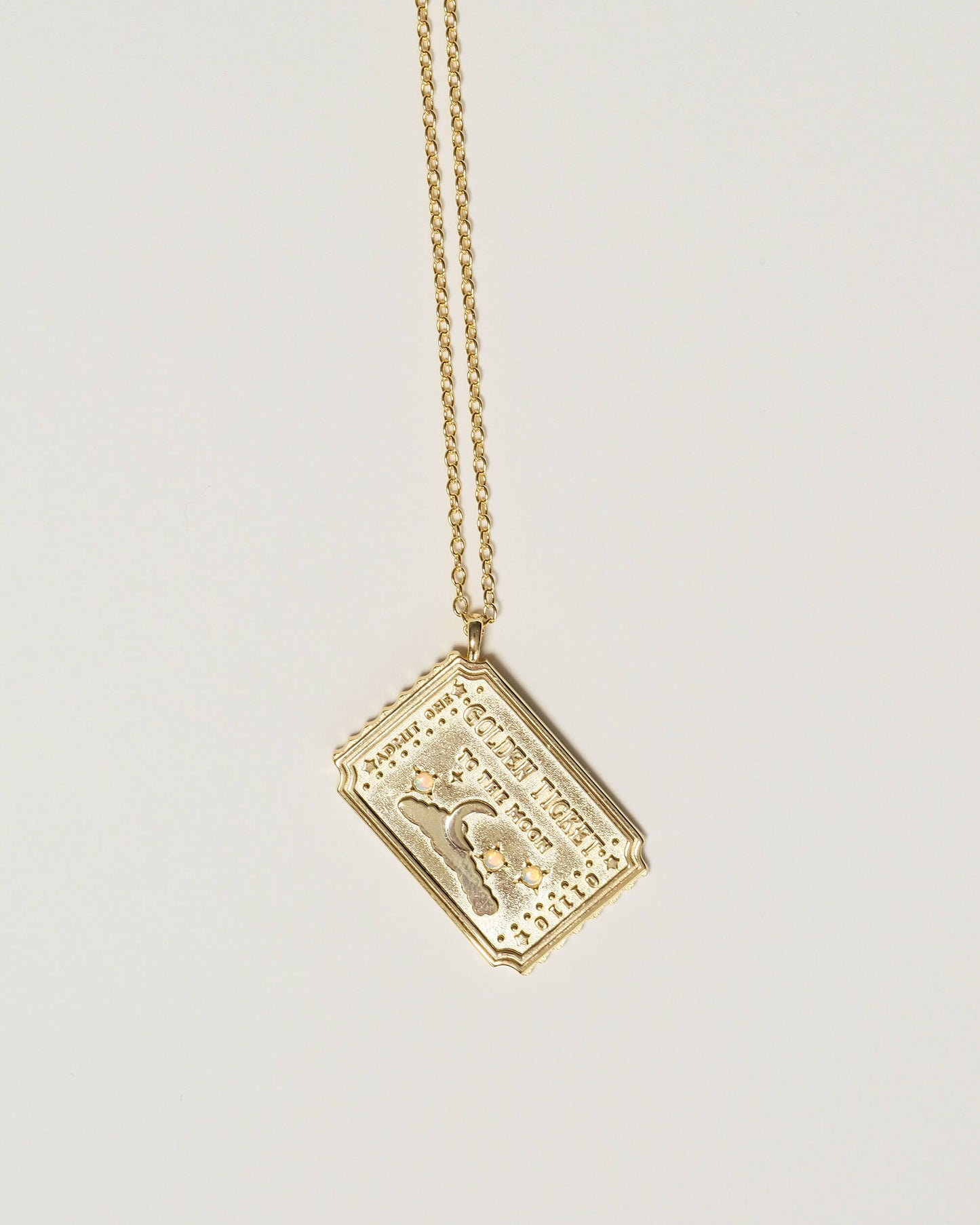 Golden Ticket Opal Moon Pendant Necklace | 18k Gold