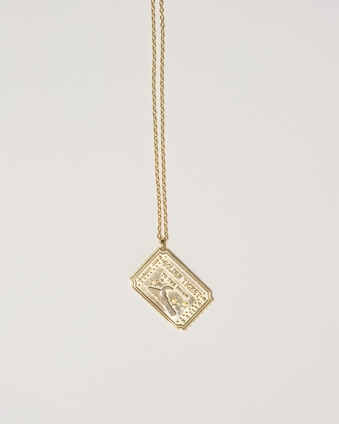 Golden Ticket Opal Moon Pendant Necklace | 18k Gold