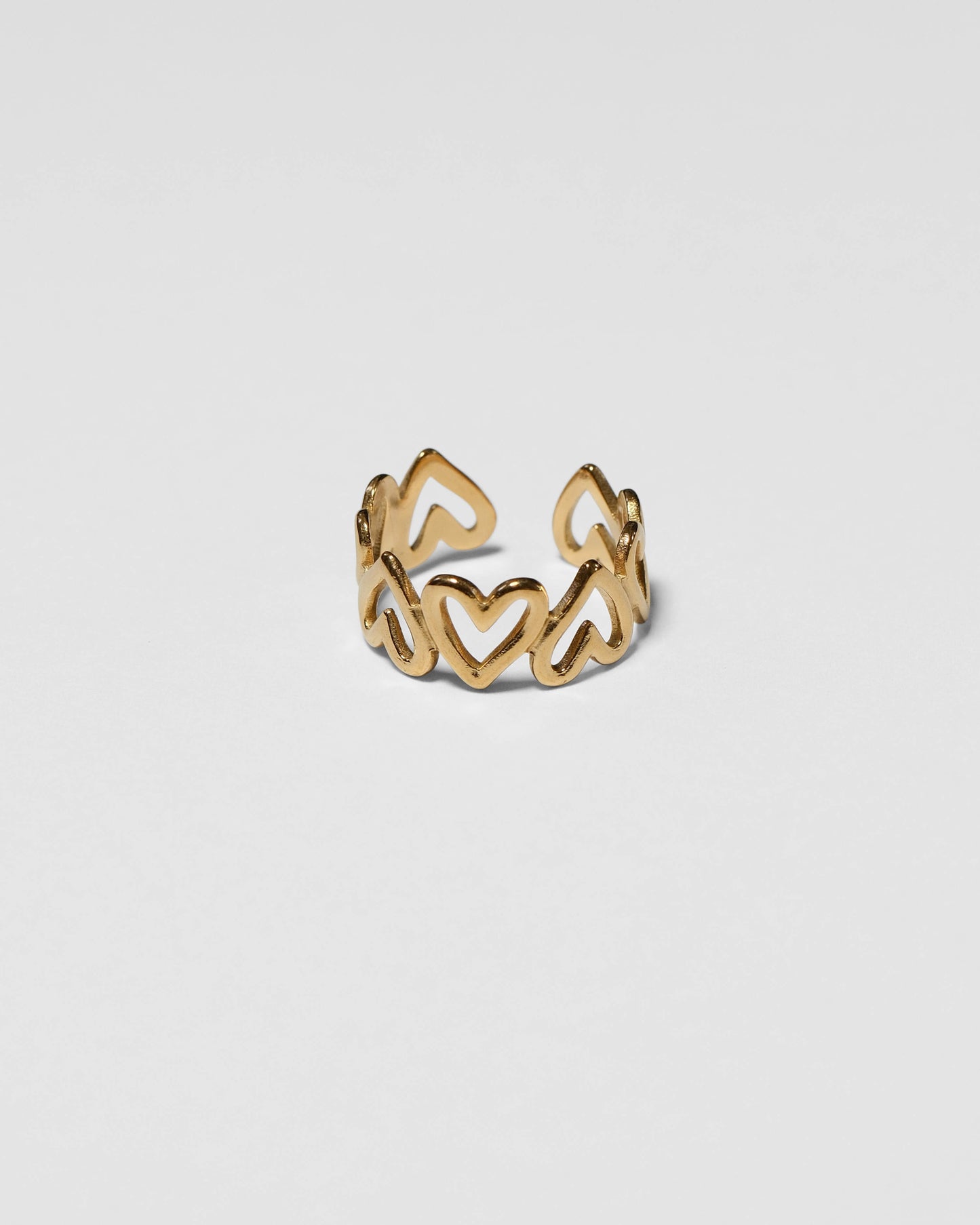 18k Gold Heart Ring - Hypoallergenic, Adjustable Fit, Waterproof