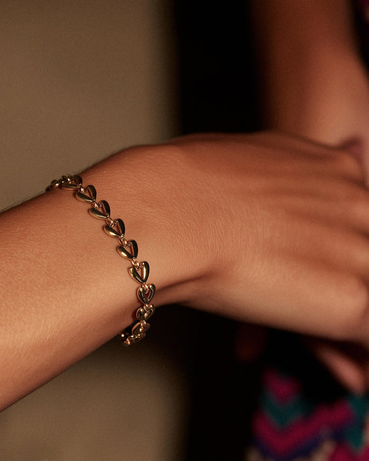 Gold Hearts Chain Bracelet | 18k Gold Stainless Steel Bracelet