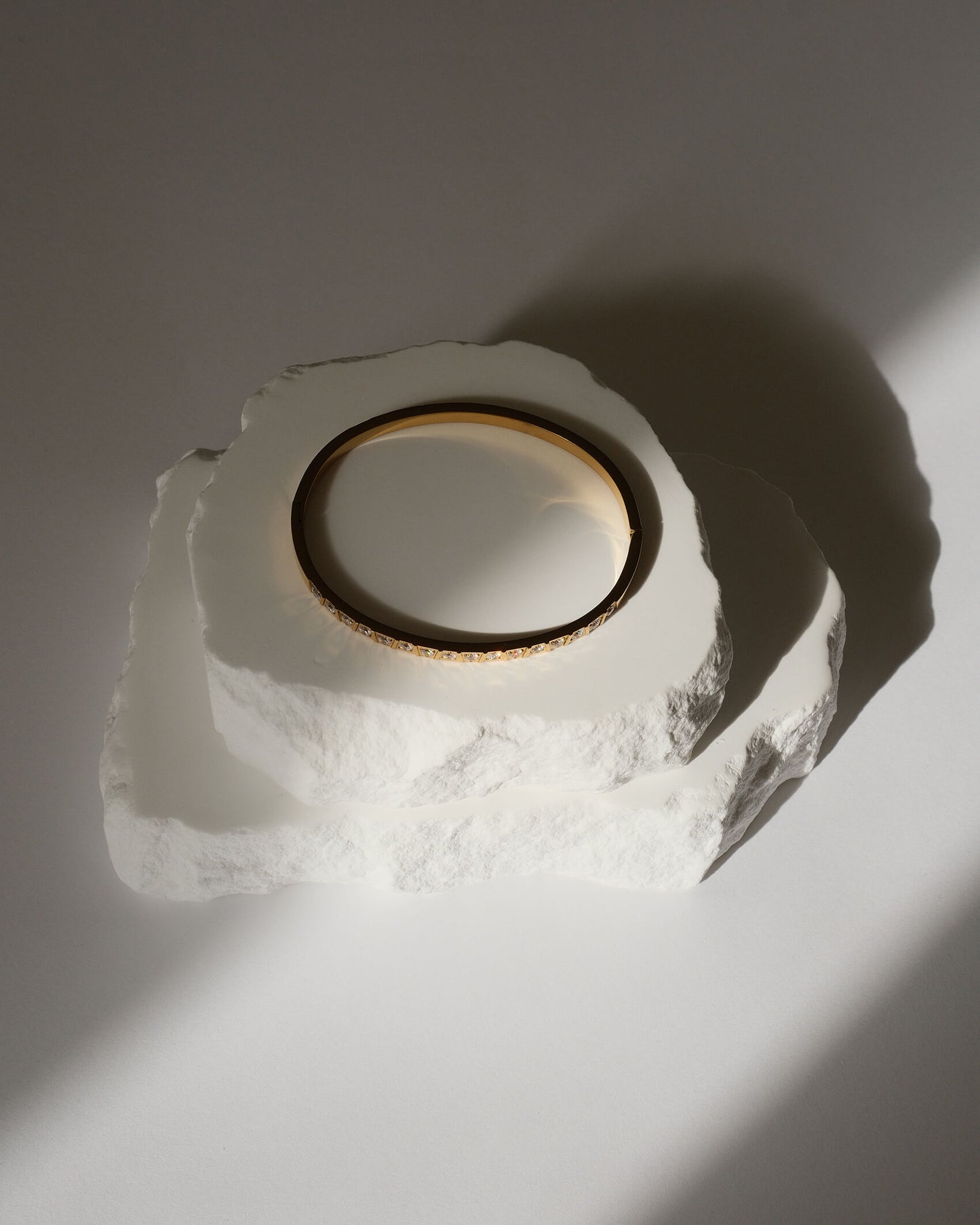 Diamond Bangle Gold Bracelet - Stainless Steel, Waterproof