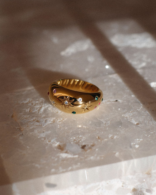 Crystals Confetti Dome 18k Gold Ring