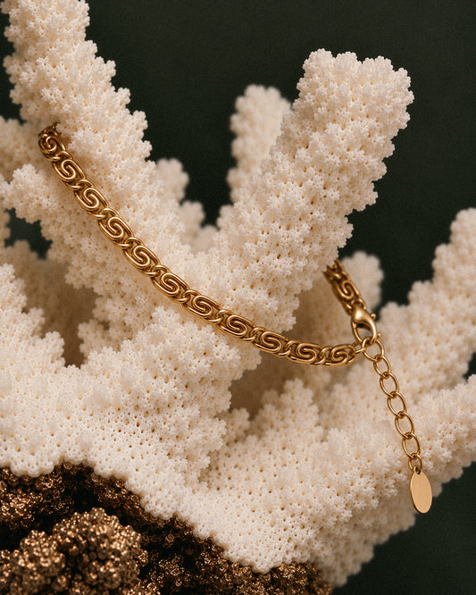 18K Gold S-link Bracelet | Scroll link Gold Bracelet