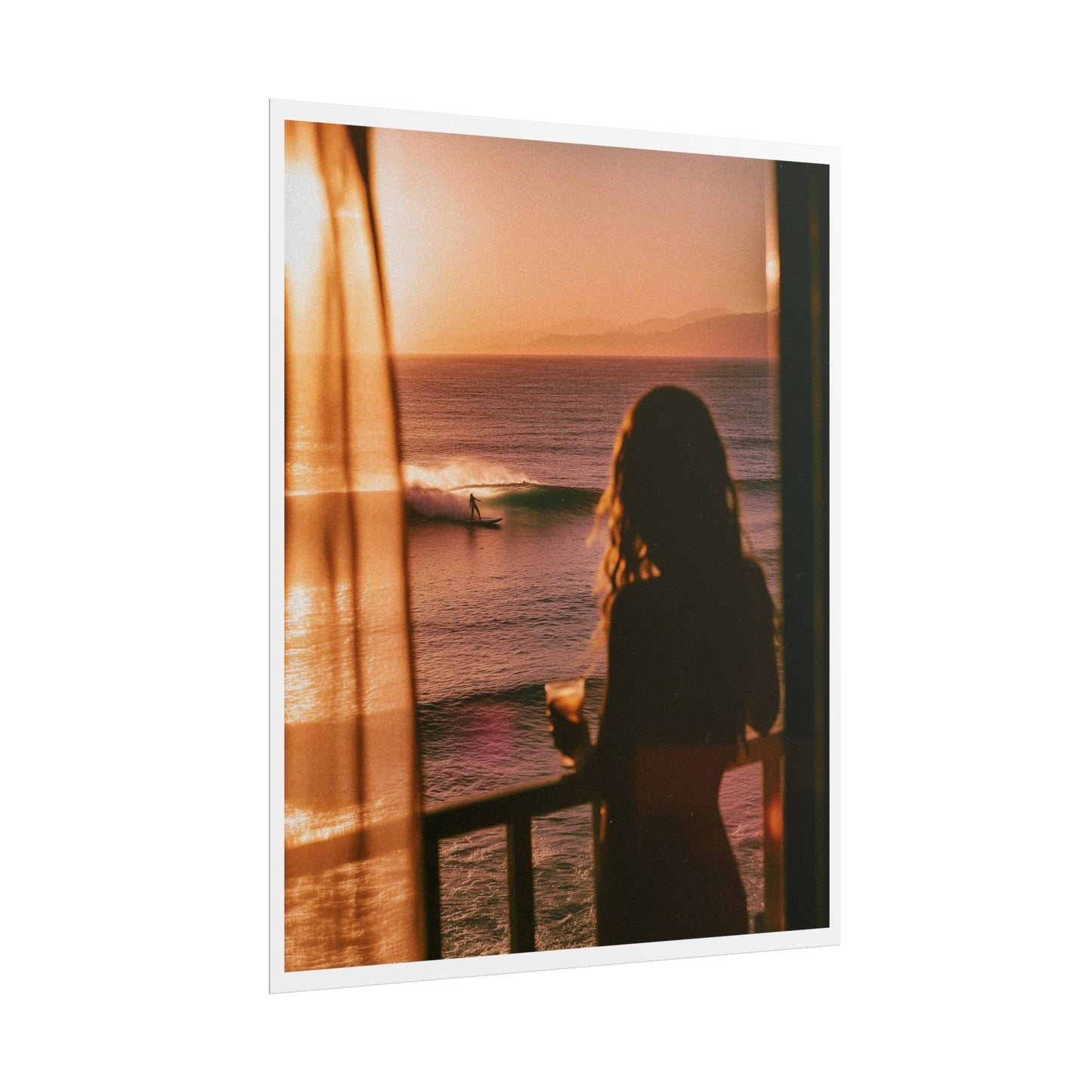 Sunset Balcony Surfer – Coastal Film Art Print