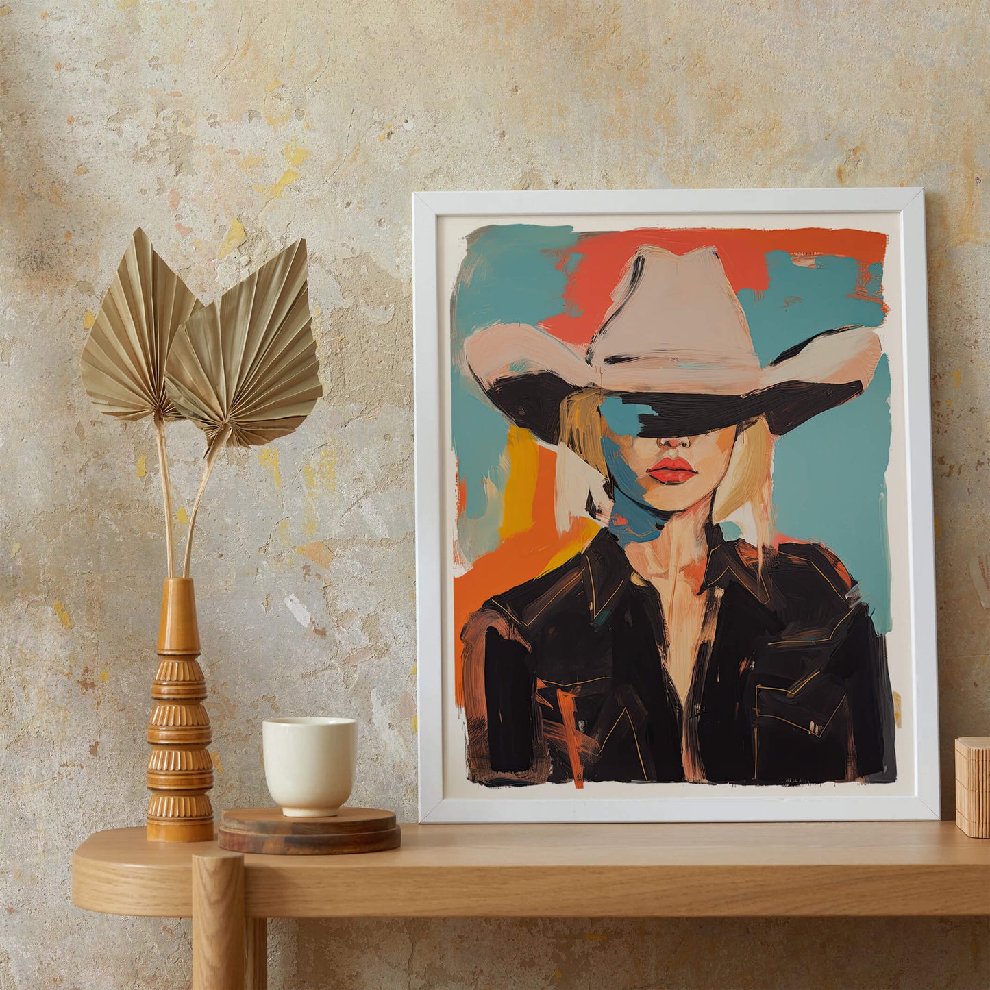 Western Abstract Cowgirl Painting Art Print