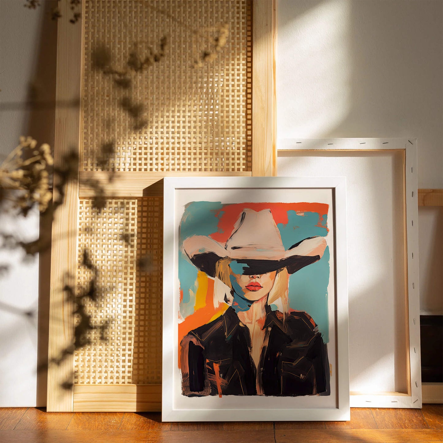 Western Abstract Cowgirl Painting Art Print