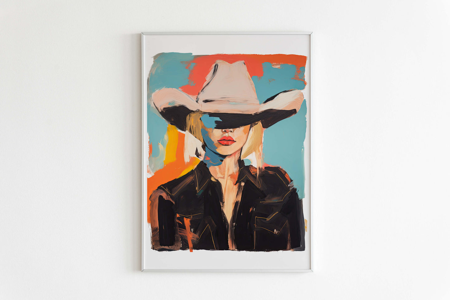 Western Abstract Cowgirl Painting Art Print