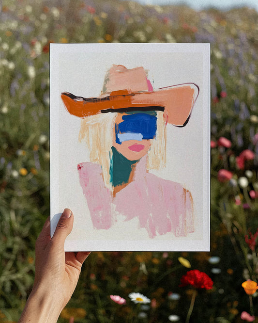 Abstract Cowgirl Portrait Art Print - Desert Rose