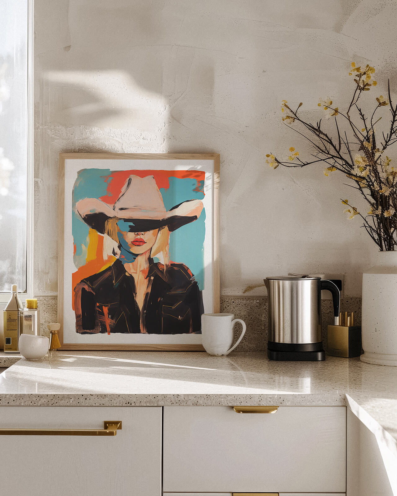 Western Abstract Cowgirl Painting Art Print