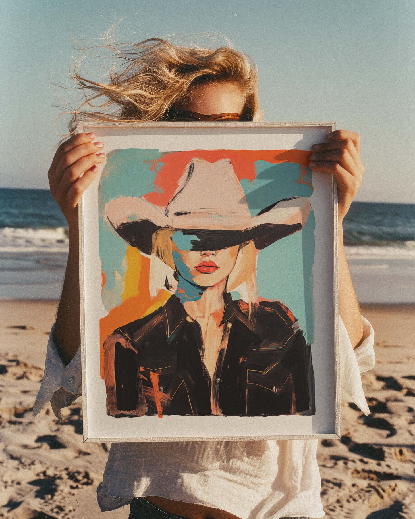 Western Abstract Cowgirl Painting Art Print