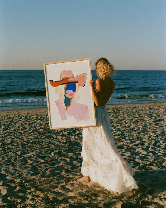 Abstract Cowgirl Portrait Art Print - Desert Rose