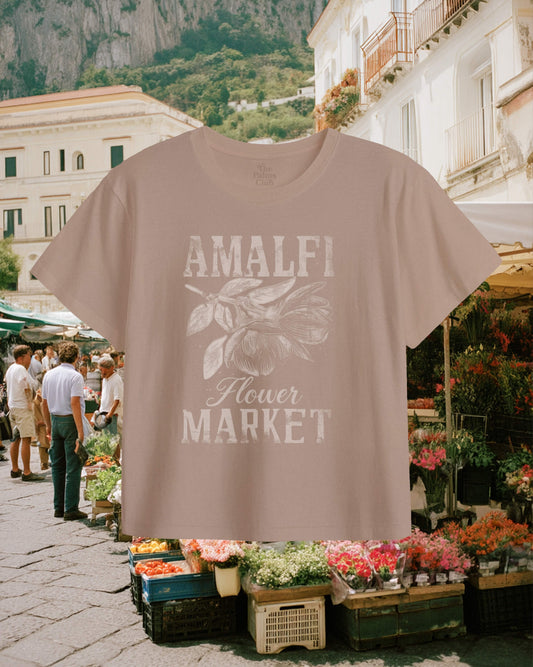 Amalfi Coast Italy Flower Market Graphic Crop Tee