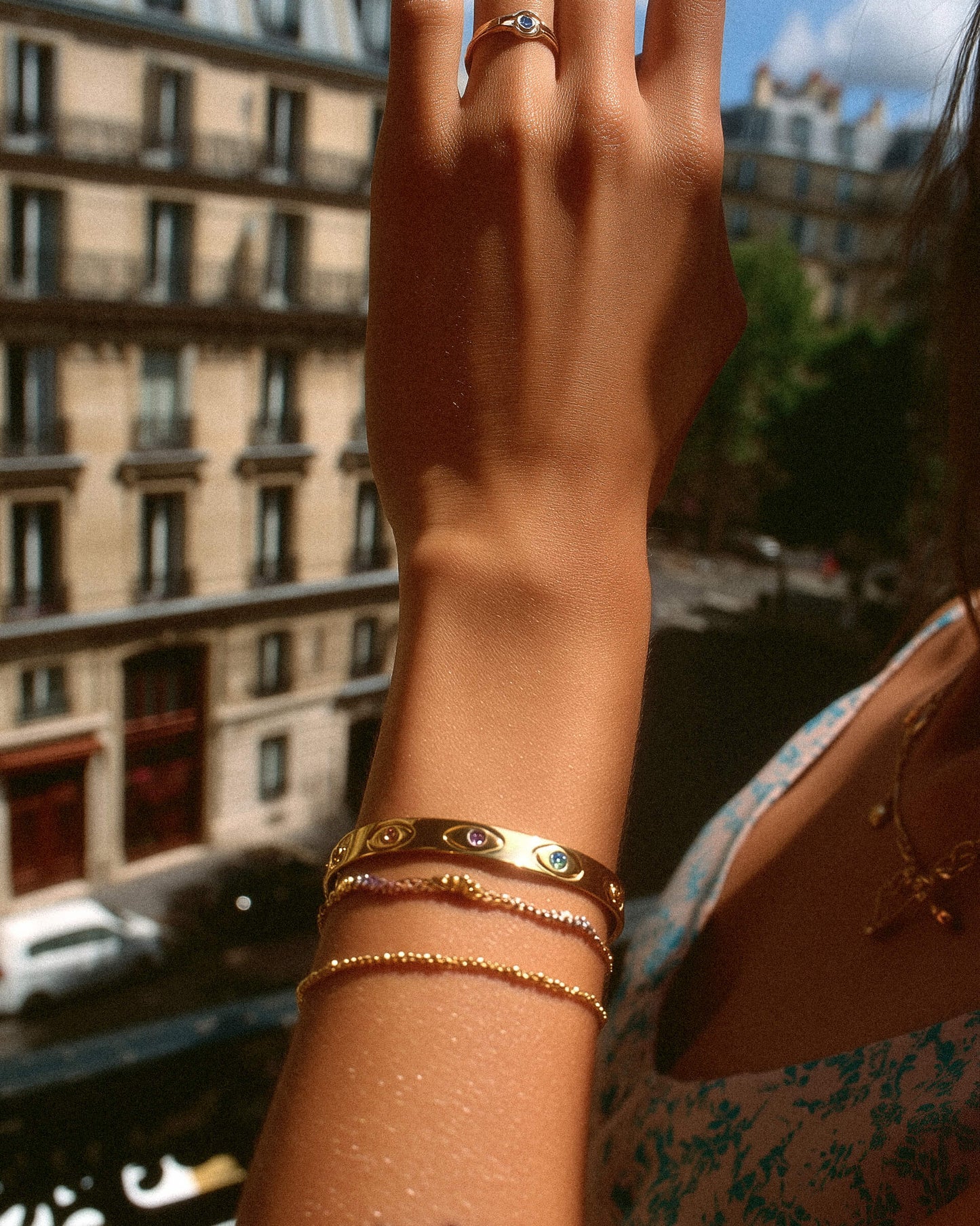 Evil Eye Gold Bracelet Bangle | 18k Gold Plated 316L Stainless Steel, Waterproof Tarnish Proof Jewelry