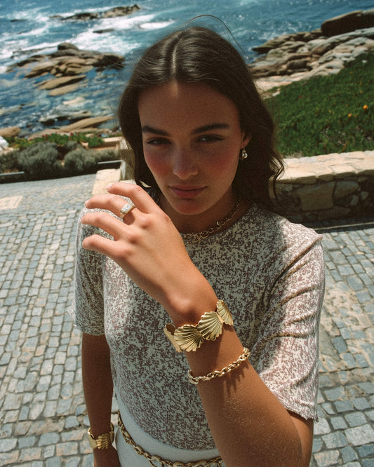 Gold Seashell Cuff Bracelet