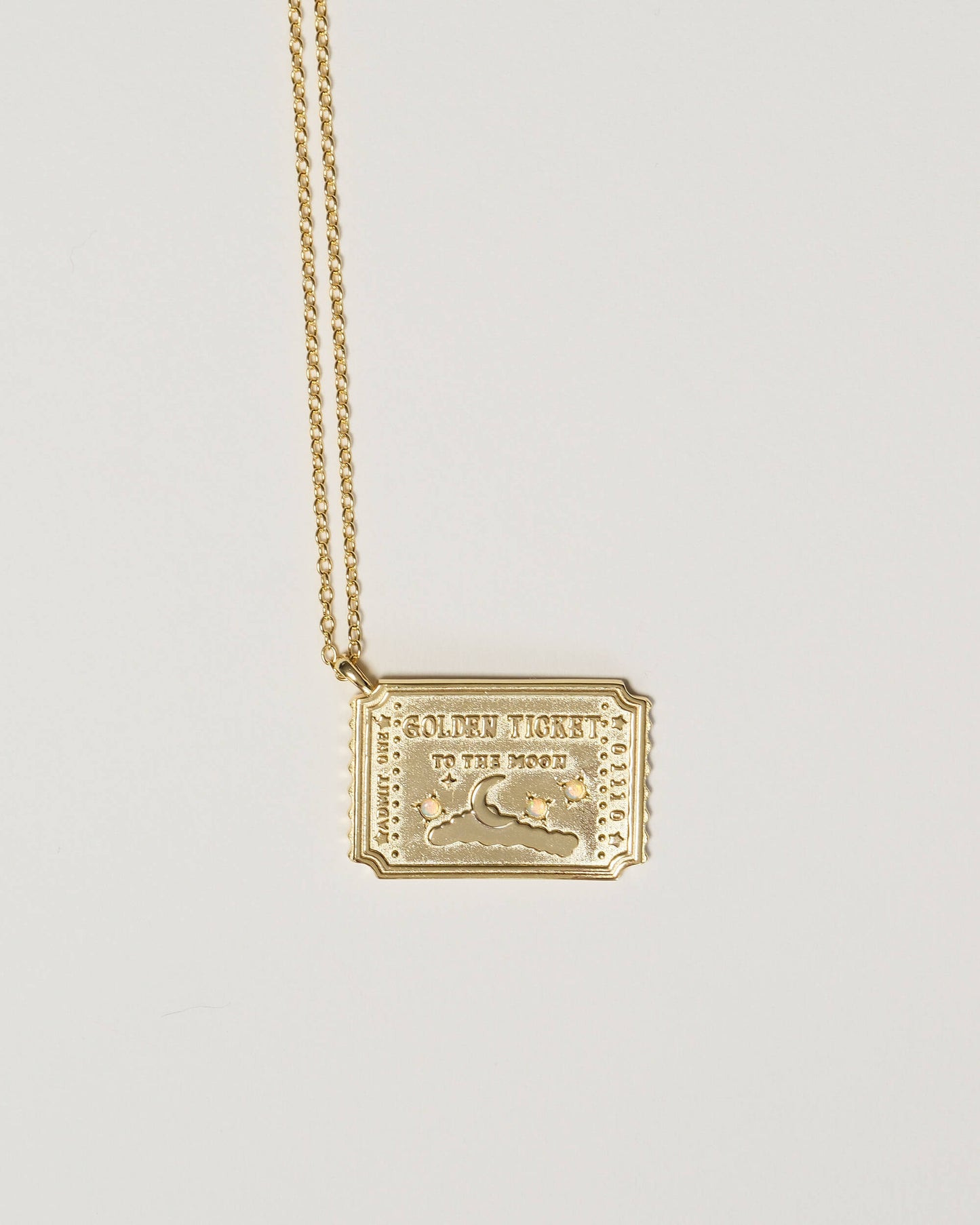 Golden Ticket Opal Moon Pendant Necklace | 18k Gold