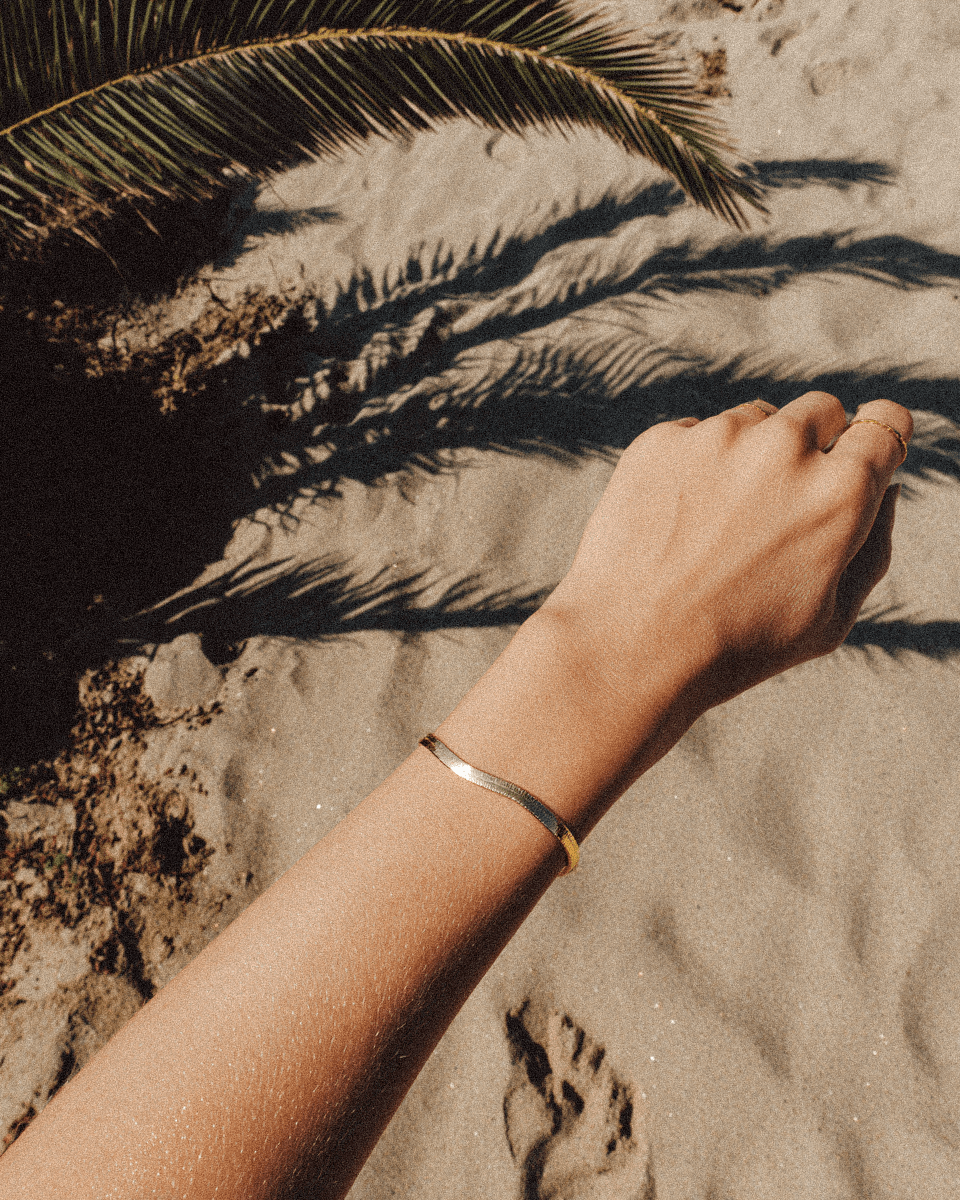 18k Gold Herringbone Snake Bracelet • 3mm Waterproof & Tarnish-Proof