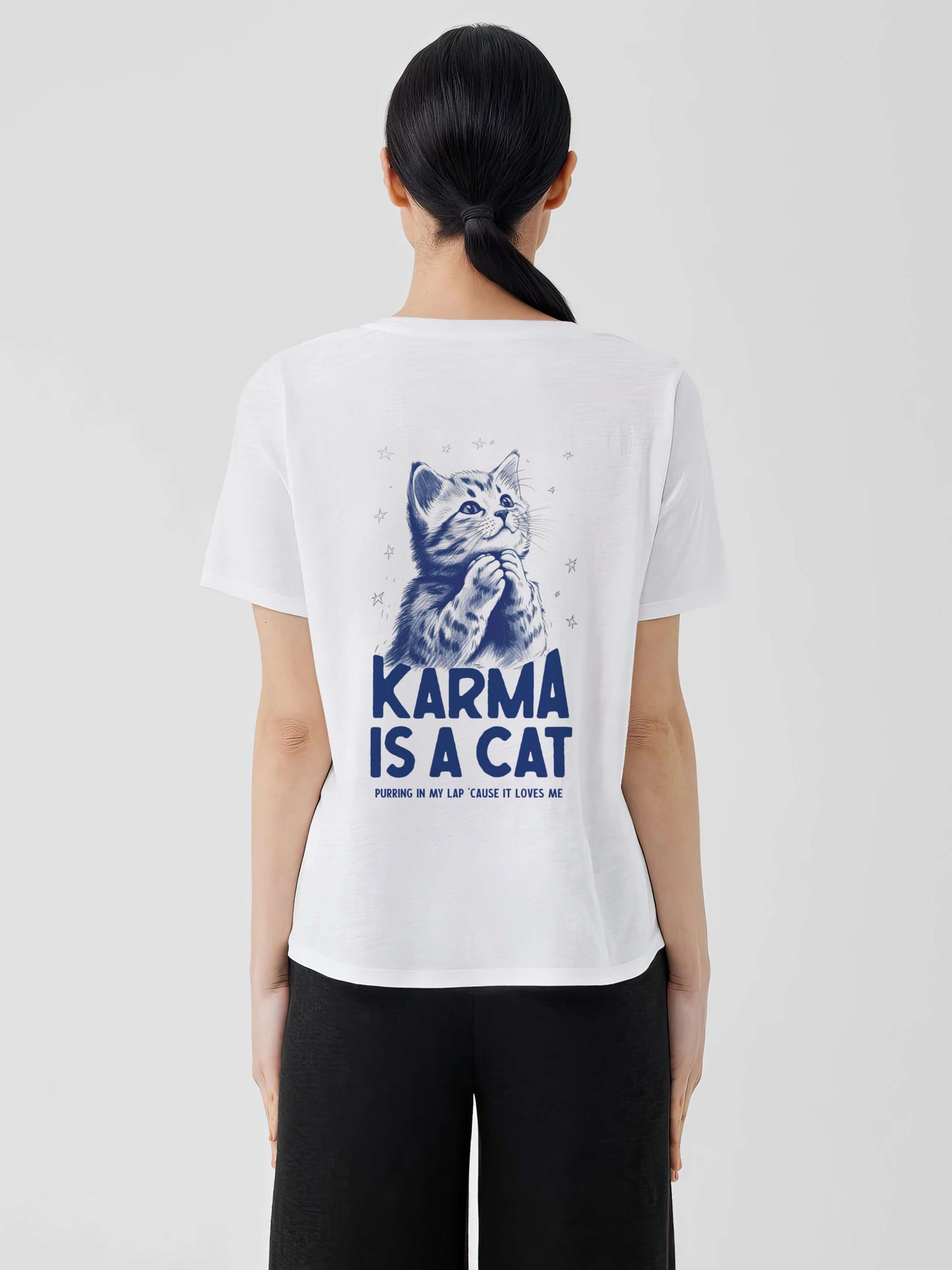 Karma is a Cat Retro Style Graphic Tee