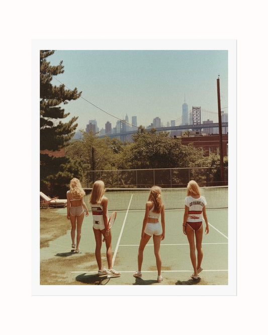 New York Tennis Court Girls Filmic Photo Print