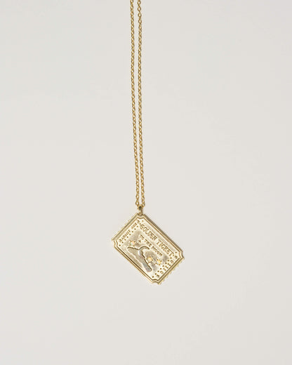 Golden Ticket Opal Moon Pendant Necklace | 18k Gold