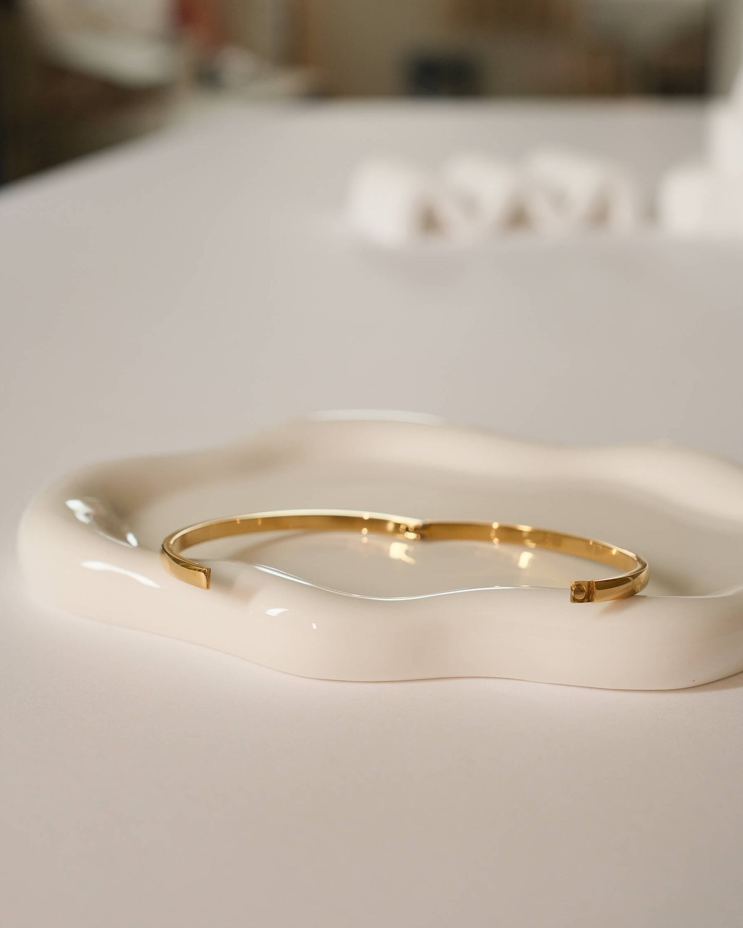 Diamond 18K Gold Bangle Bracelet - Waterproof 316L Stainless Steel