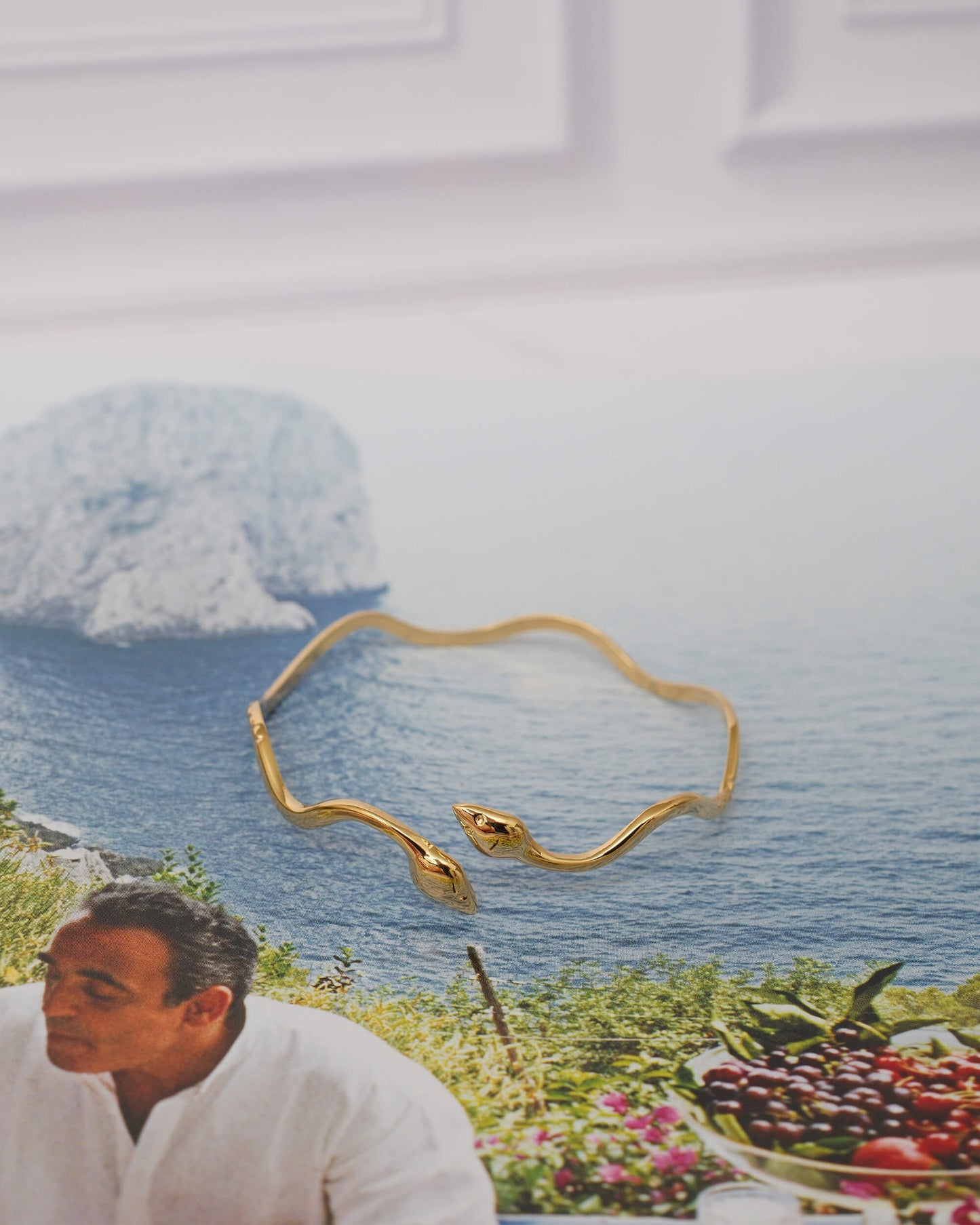 Snake Gold Cuff Bracelet | 18k Gold Stainless Steel Wavy Serpent Cuff Bangle
