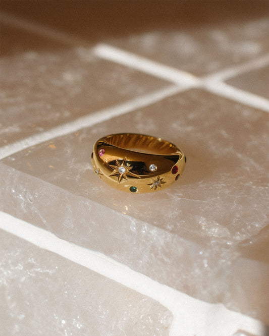 Crystals Confetti Dome 18k Gold Ring