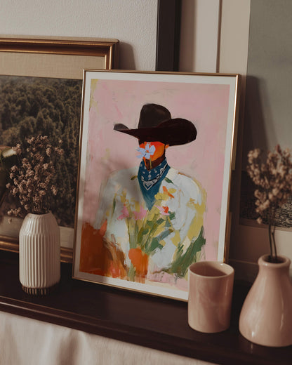 The Floral Cowboy Art Print