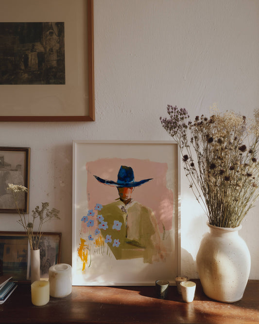 Abstract Floral Cowboy Art Print