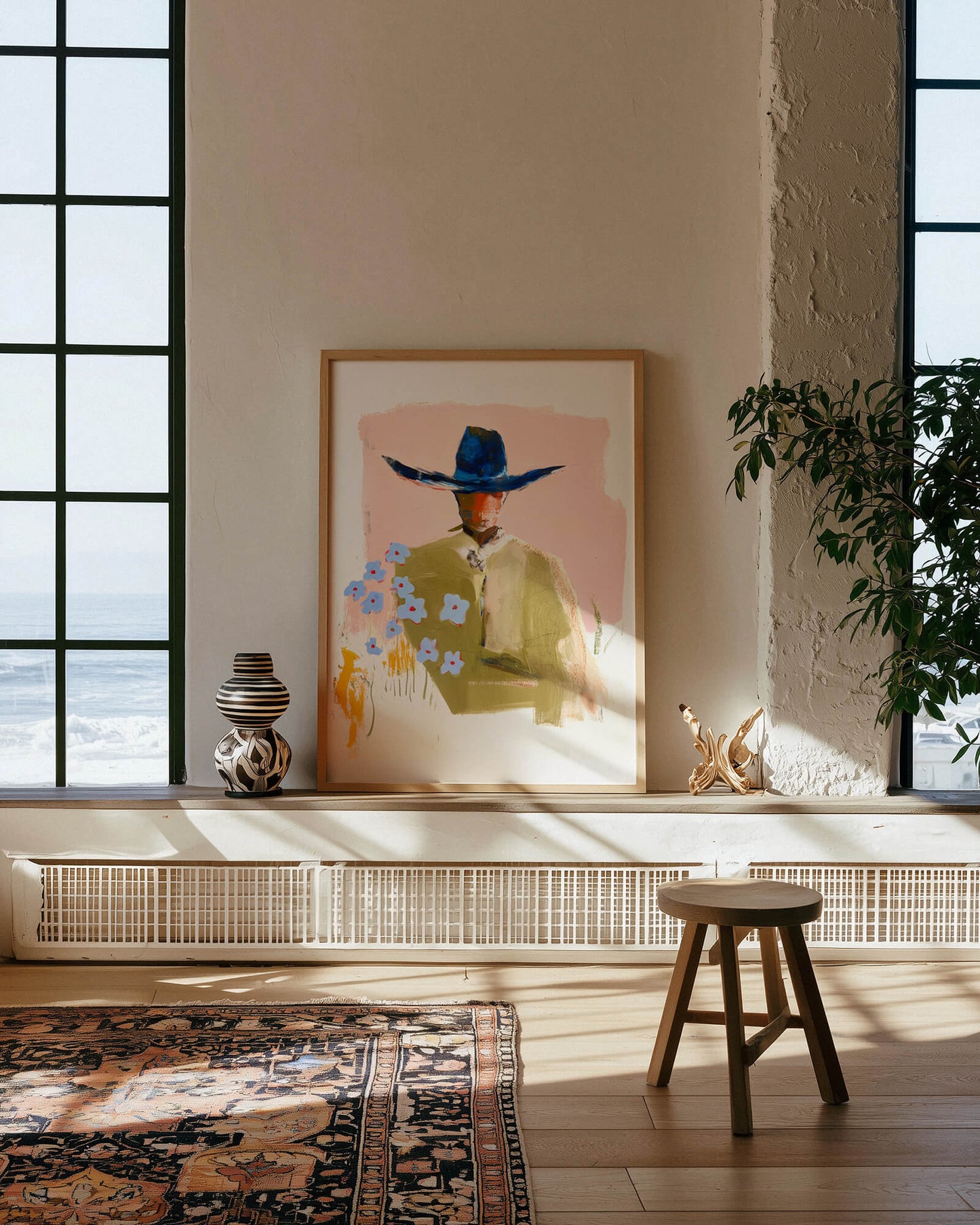 Abstract Floral Cowboy Art Print