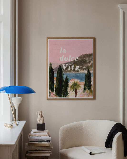 La Dolce Vita Coastal Art Print | Pink Amalfi Coast Art