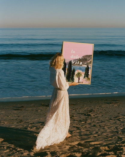 La Dolce Vita Coastal Art Print | Pink Amalfi Coast Art