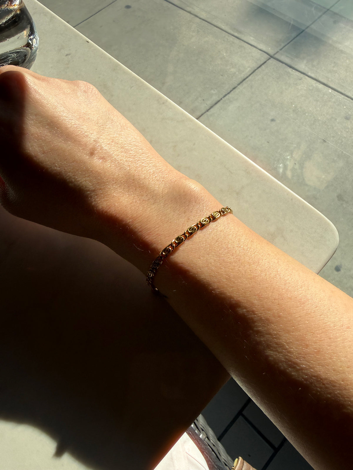 18K Gold S-link Bracelet | Scroll link Gold Bracelet