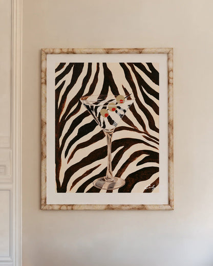 Zebra Martini | Vintage Cocktail Painting Art Print