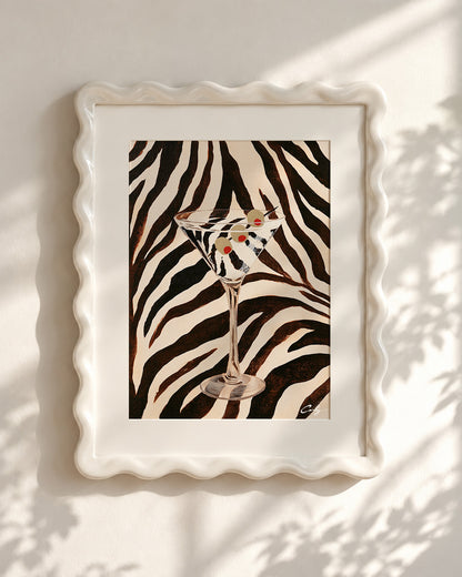 Zebra Martini | Vintage Cocktail Painting Art Print