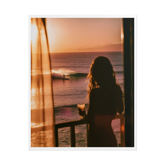 Sunset Balcony Surfer – Coastal Film Art Print