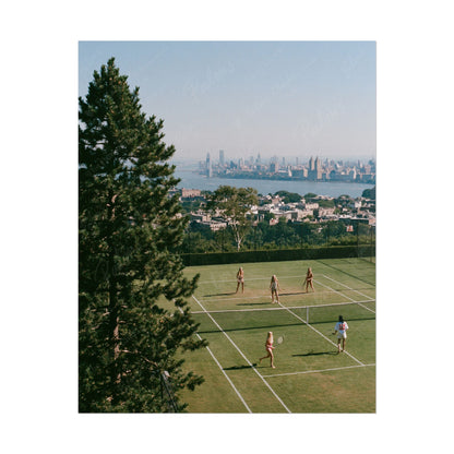 New York Tennis Girls Photography Print | Vintage NYC Skyline Wall Art
