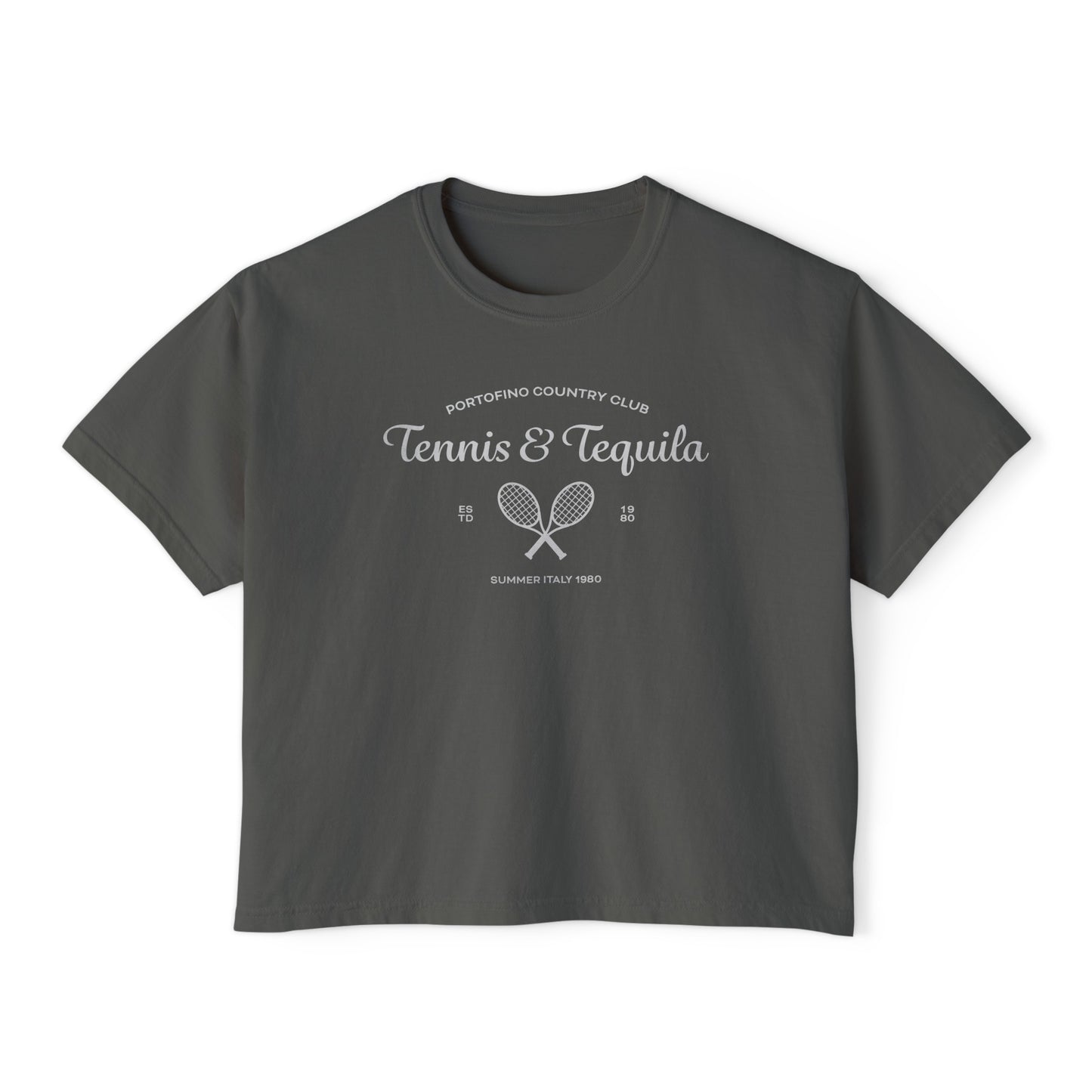 Portofino Tennis & Tequila Summer Italy Graphic Crop Tee