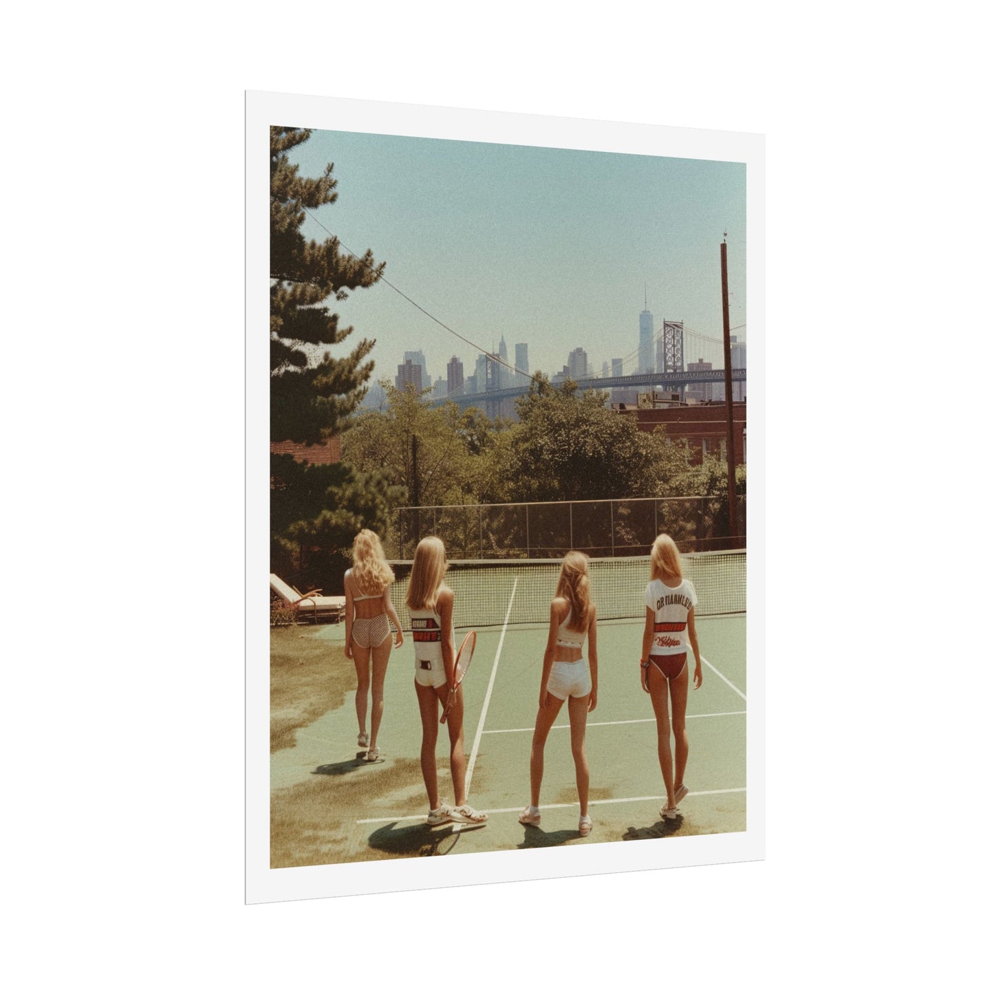 New York Tennis Court Girls Filmic Photo Print