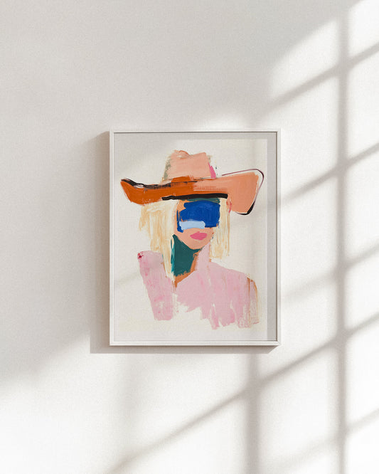 Abstract Cowgirl Portrait Art Print - Desert Rose