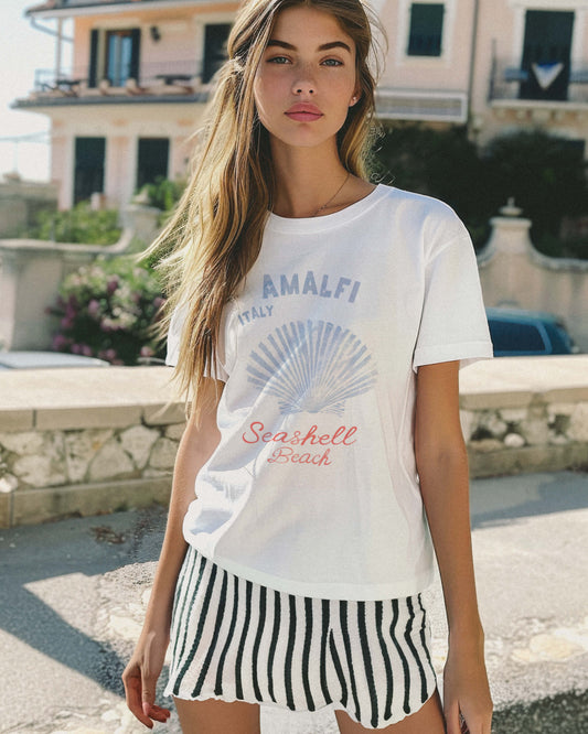 Amalfi Italy Seashell Beach Graphic Tee