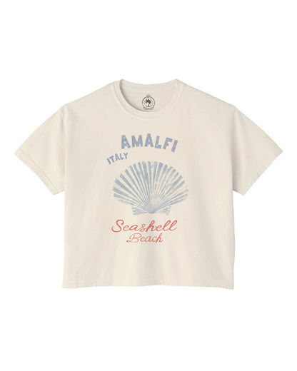 Seashell Beach Amalfi Italy Crop Tee