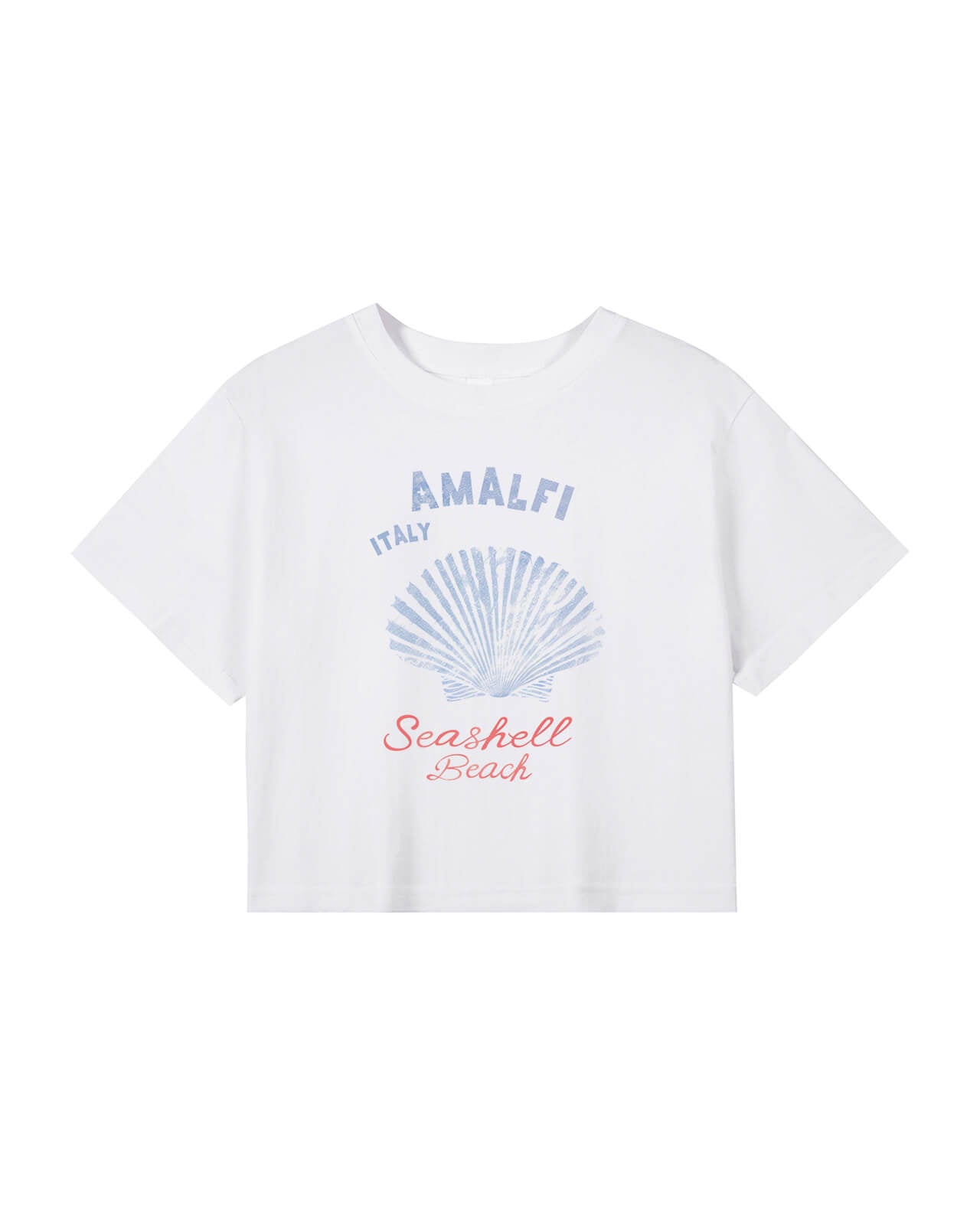 Seashell Beach Amalfi Italy Crop Tee