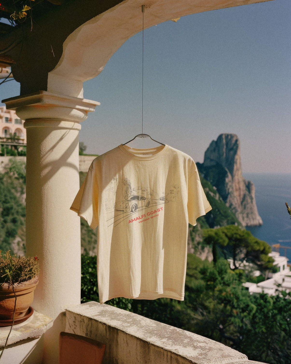 Amalfi Coast Vintage Graphic Oversized Tee – Blue Beach Cover Up T-Shirt