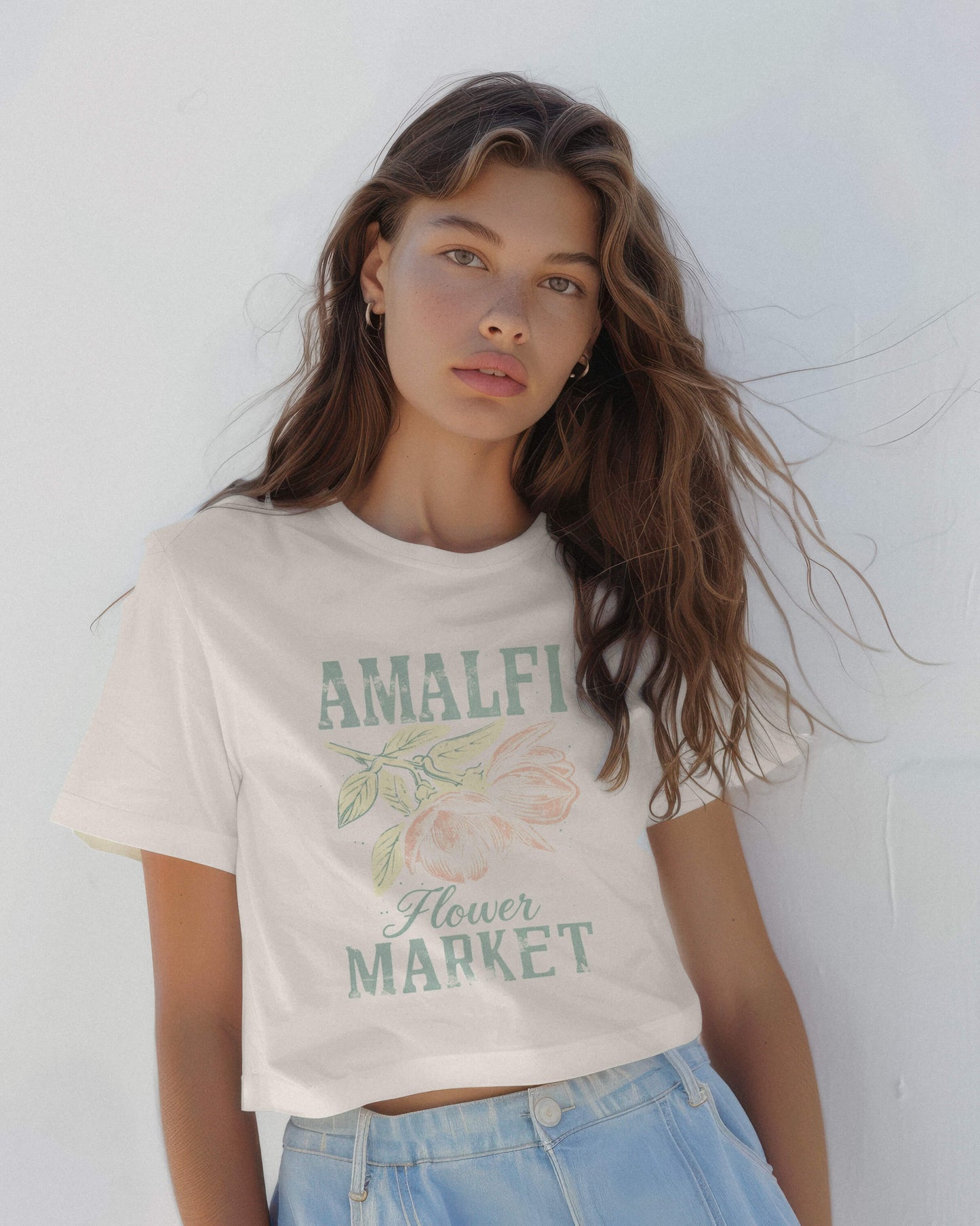 Amalfi Coast Italy Flower Market Graphic Crop Tee