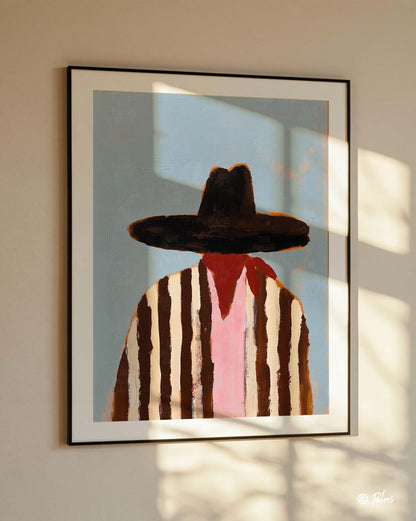 Cowboy in Stripes | Vintage Western Art Print