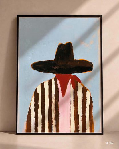 Cowboy in Stripes | Vintage Western Art Print
