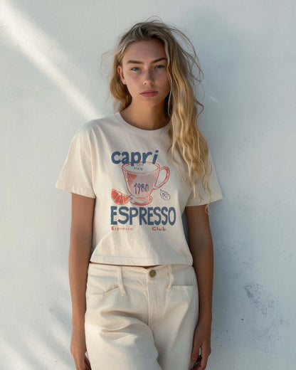 Capri Italy Espresso Club Crop Tee