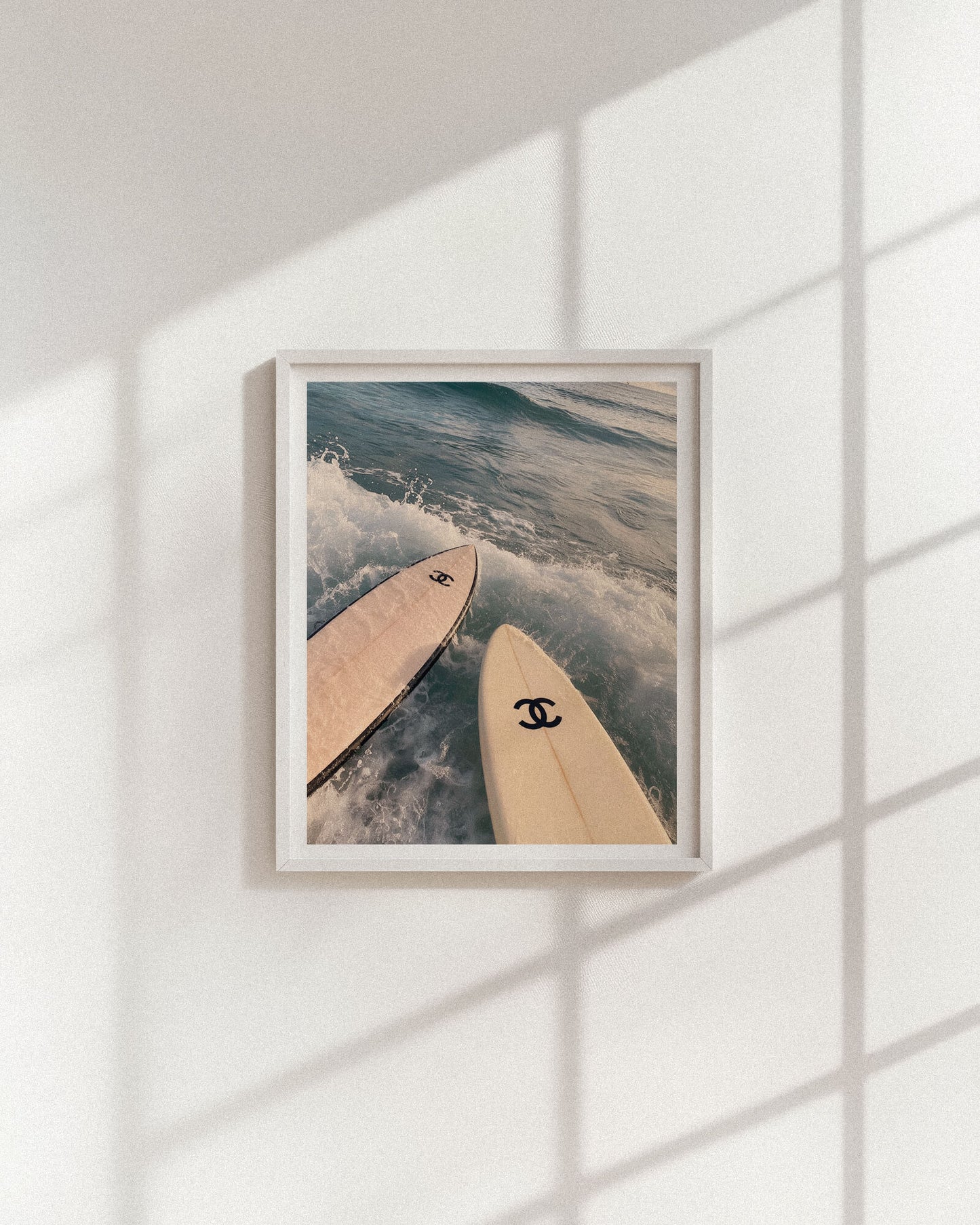 Chanel Surfboard Ocean Photo Print, Luxury Surf Wall Art, Coastal Beach Photography